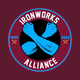 Ironworks Alliance Logo with claret Background